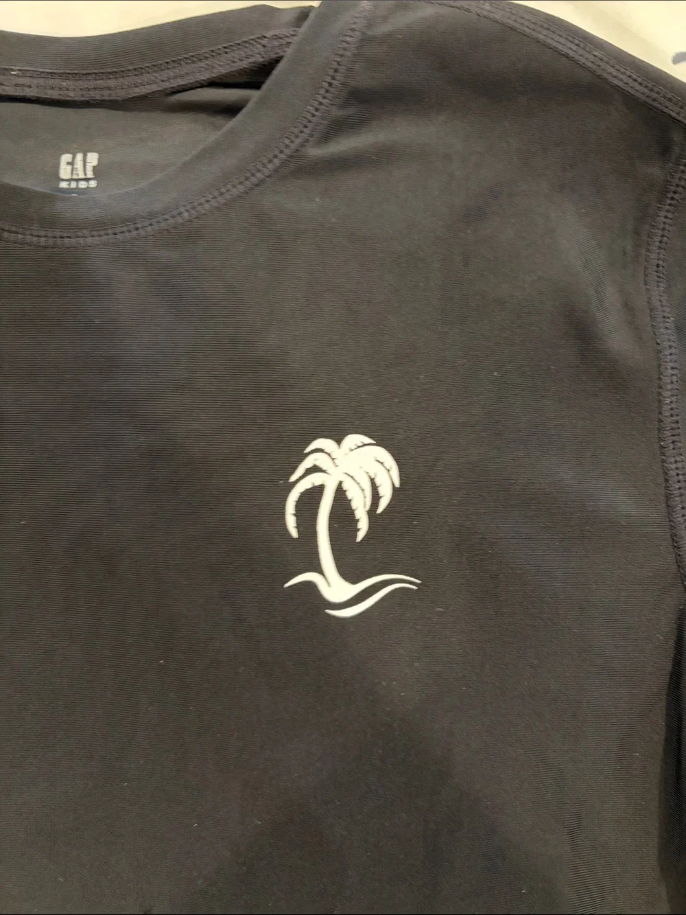 GAP Black rash guard Crew Tee with White Palm Logo